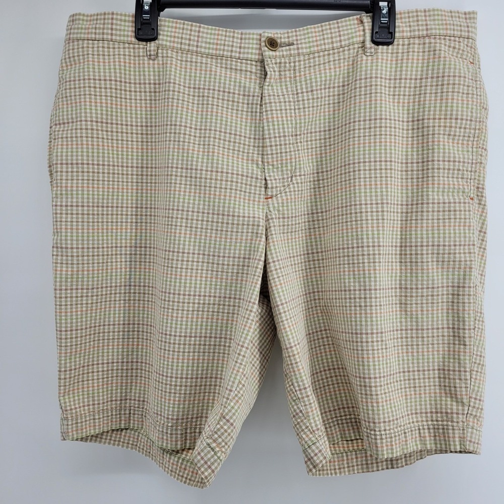Tommy Bahama Mens 38/39 Paradise Nation Plaid Shorts Tan Multicolor Cotton Golf - Picture 2 of 12